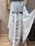 Cream Antique Lace Bell Sleeve Handmade Maxi Dress