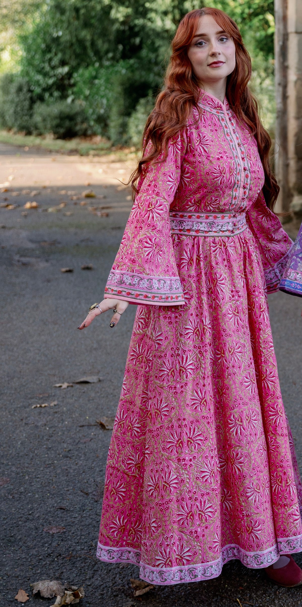 The Florence Bell Sleeve Dress in Pink | Traditionally Made & Block Printed
