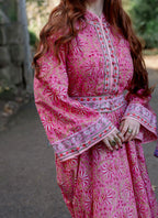 The Florence Bell Sleeve Dress in Pink | Traditionally Made & Block Printed