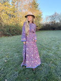 The Florence Bell Sleeve Dress in Purple | Traditionally Made & Block Printed