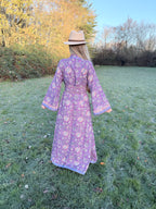 The Florence Bell Sleeve Dress in Purple | Traditionally Made & Block Printed