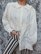Romantic Revival: Vintage 1980s Laura Ashley Clown Shirt Peter Pan Collar