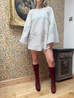 Vintage Handmade Blue Floral Festival Mini Dress