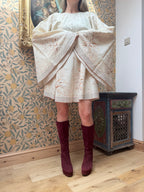 Vintage Handmade Brown Lily of The Valley Festival Mini Dress