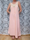 Vintage 1940s Pink Cotton Lace Nightdress | Made in Nottingham England