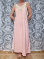 Vintage 1940s Pink Cotton Lace Nightdress | Made in Nottingham England