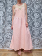 Vintage 1940s Pink Cotton Lace Nightdress | Made in Nottingham England