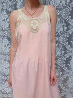 Vintage 1940s Pink Cotton Lace Nightdress | Made in Nottingham England