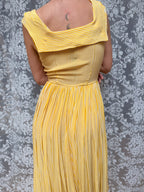 Vintage 1940s Yellow and White Pinstripe Summer Dress | Swing Dress