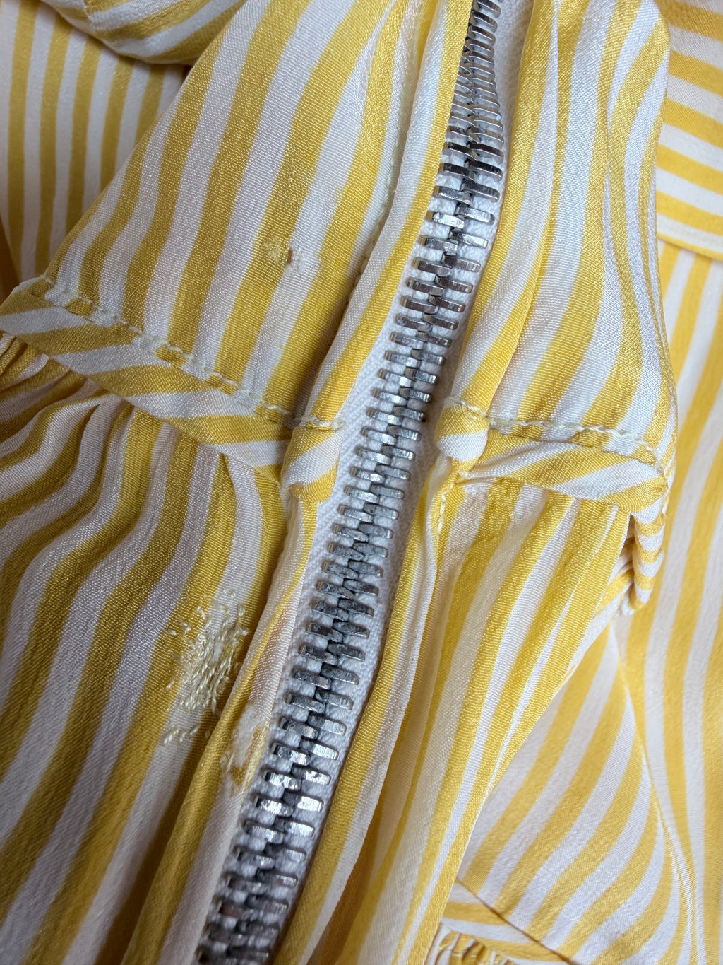 Vintage 1940s Yellow and White Pinstripe Summer Dress | Swing Dress