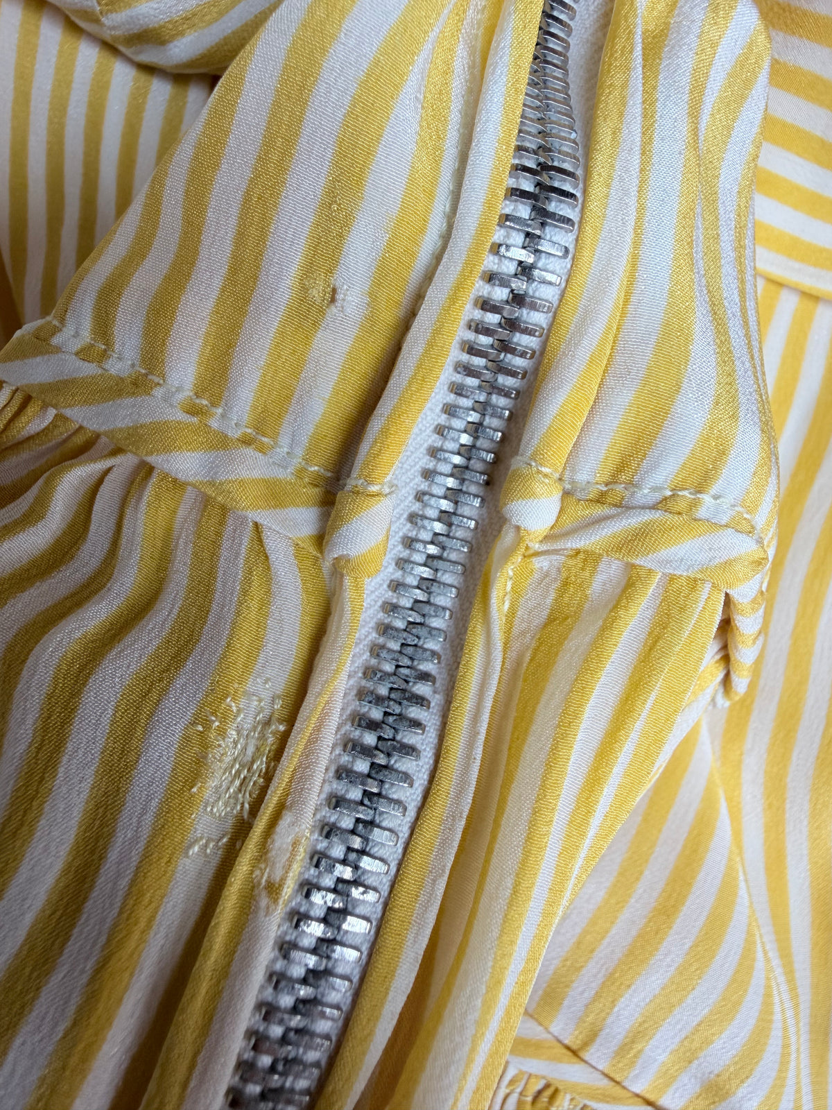 Vintage 1940s Yellow and White Pinstripe Summer Dress | Swing Dress