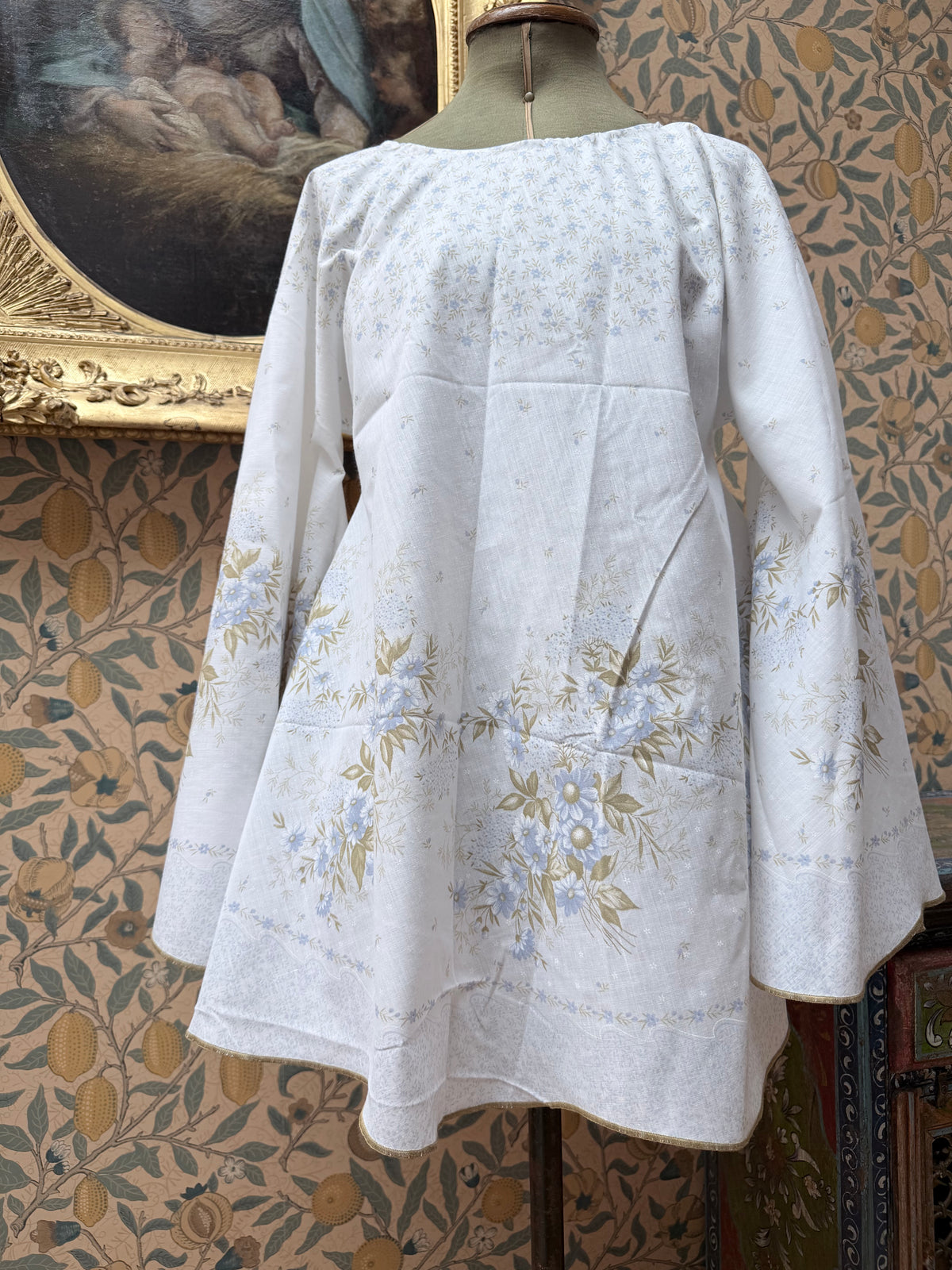 Vintage Handmade Blue Floral Festival Mini Dress