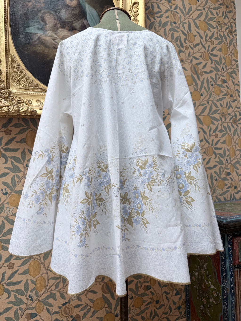 Vintage Handmade Blue Floral Festival Mini Dress