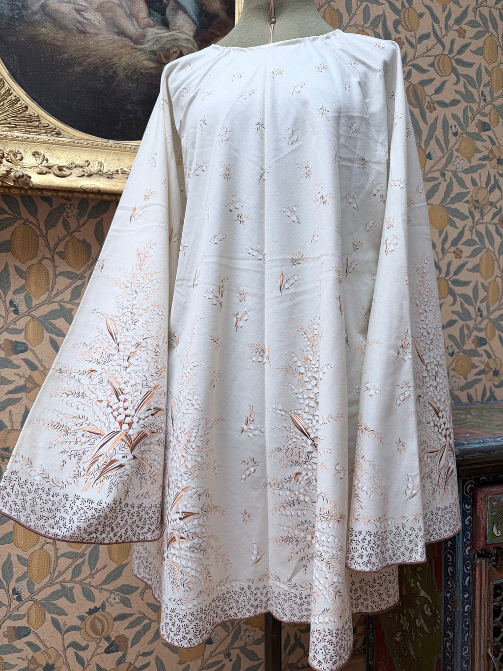 Vintage Handmade Brown Lily of The Valley Festival Mini Dress
