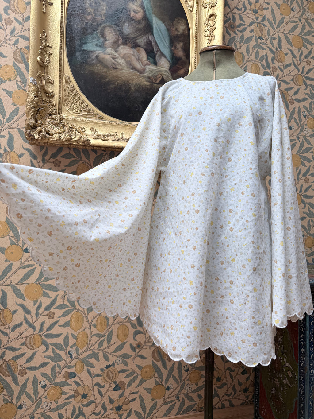 Vintage Handmade Yellow Ditsy Floral Festival Mini Dress