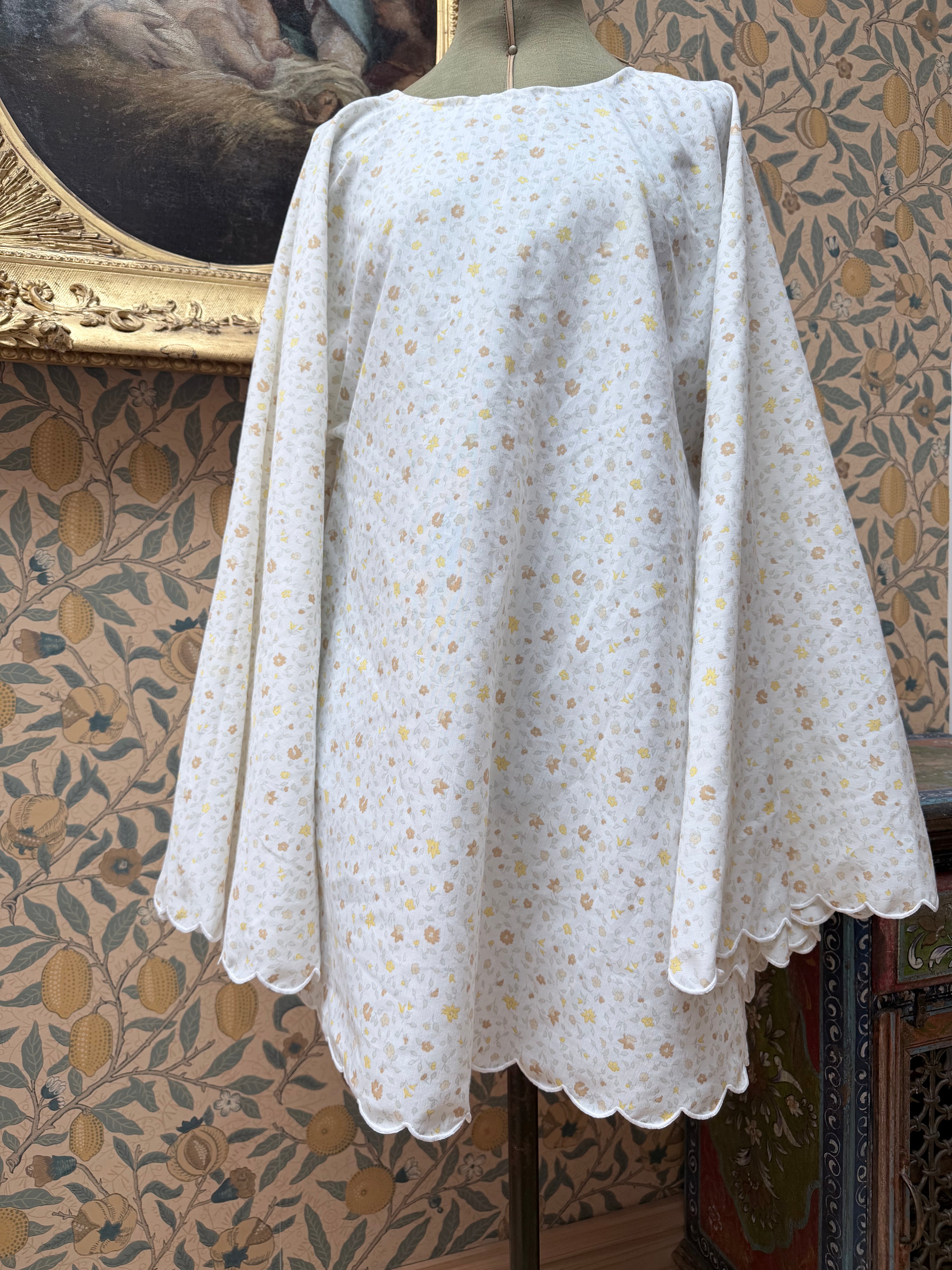 Vintage Handmade Yellow Ditsy Floral Festival Mini Dress
