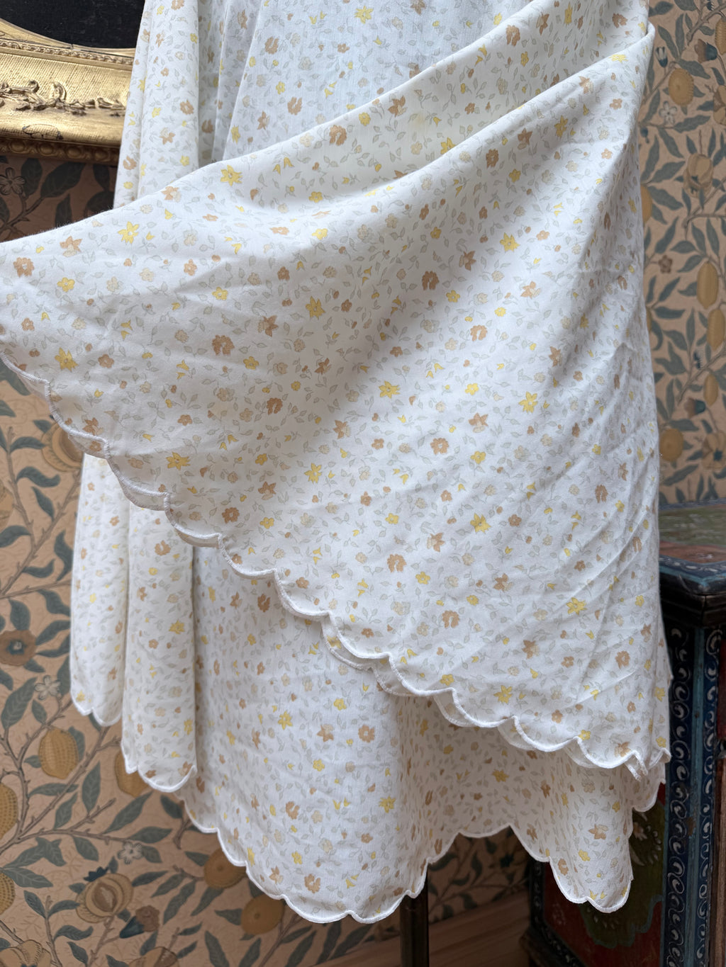 Vintage Handmade Yellow Ditsy Floral Festival Mini Dress