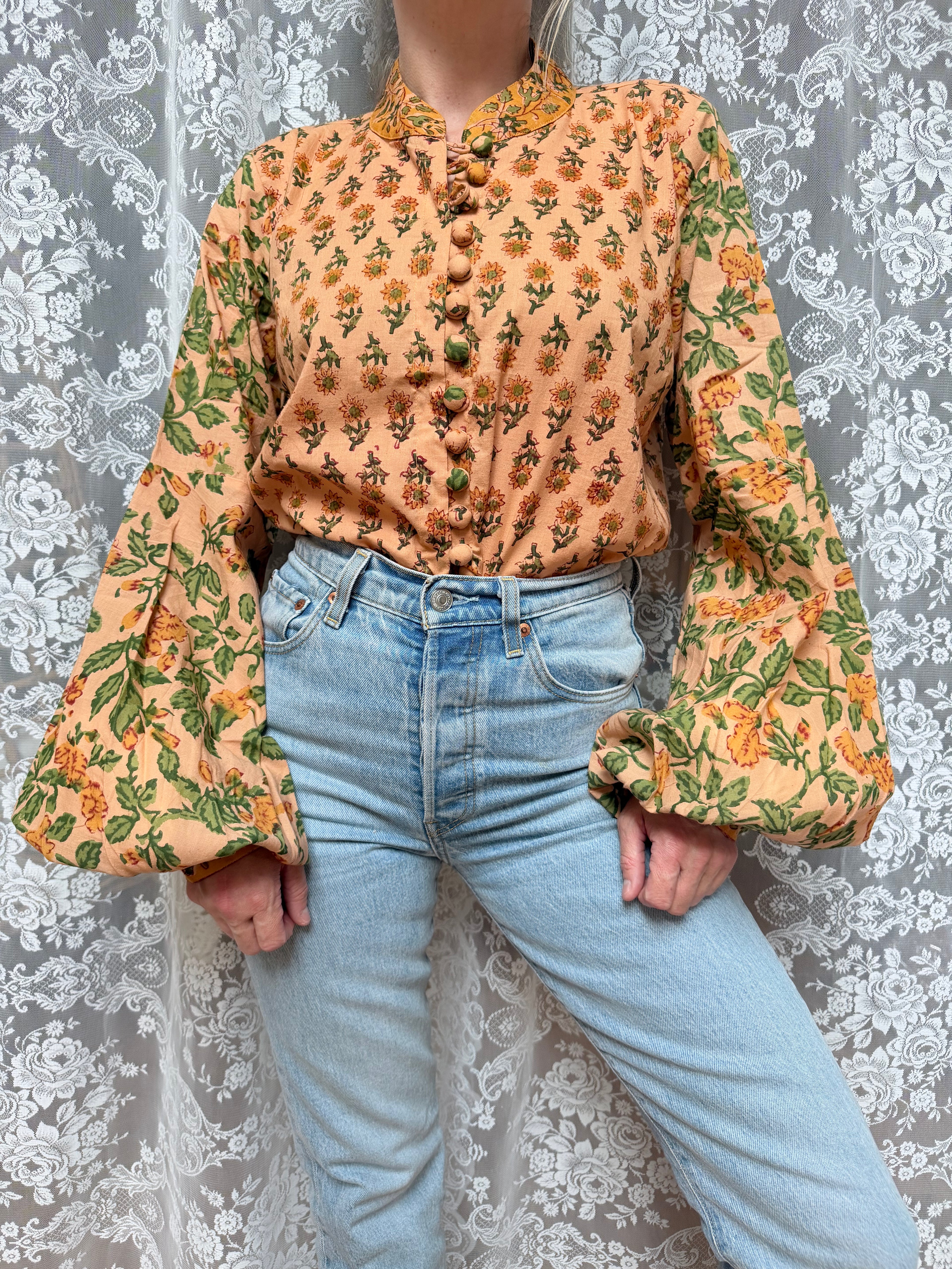 The Sunflower Jasmine Blouse | Traditionally Made and Hand Block Printed
