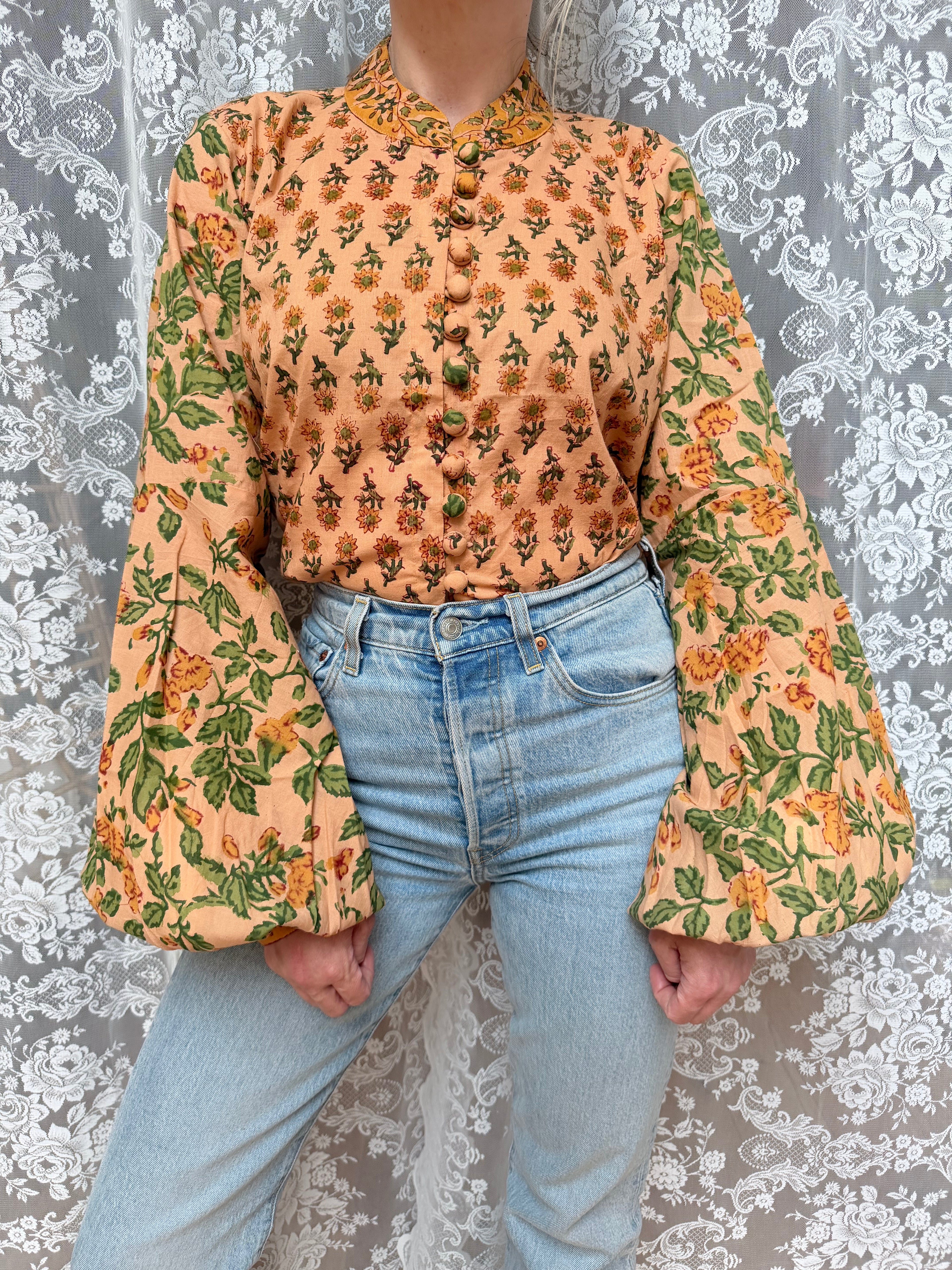 The Sunflower Jasmine Blouse | Traditionally Made and Hand Block Printed