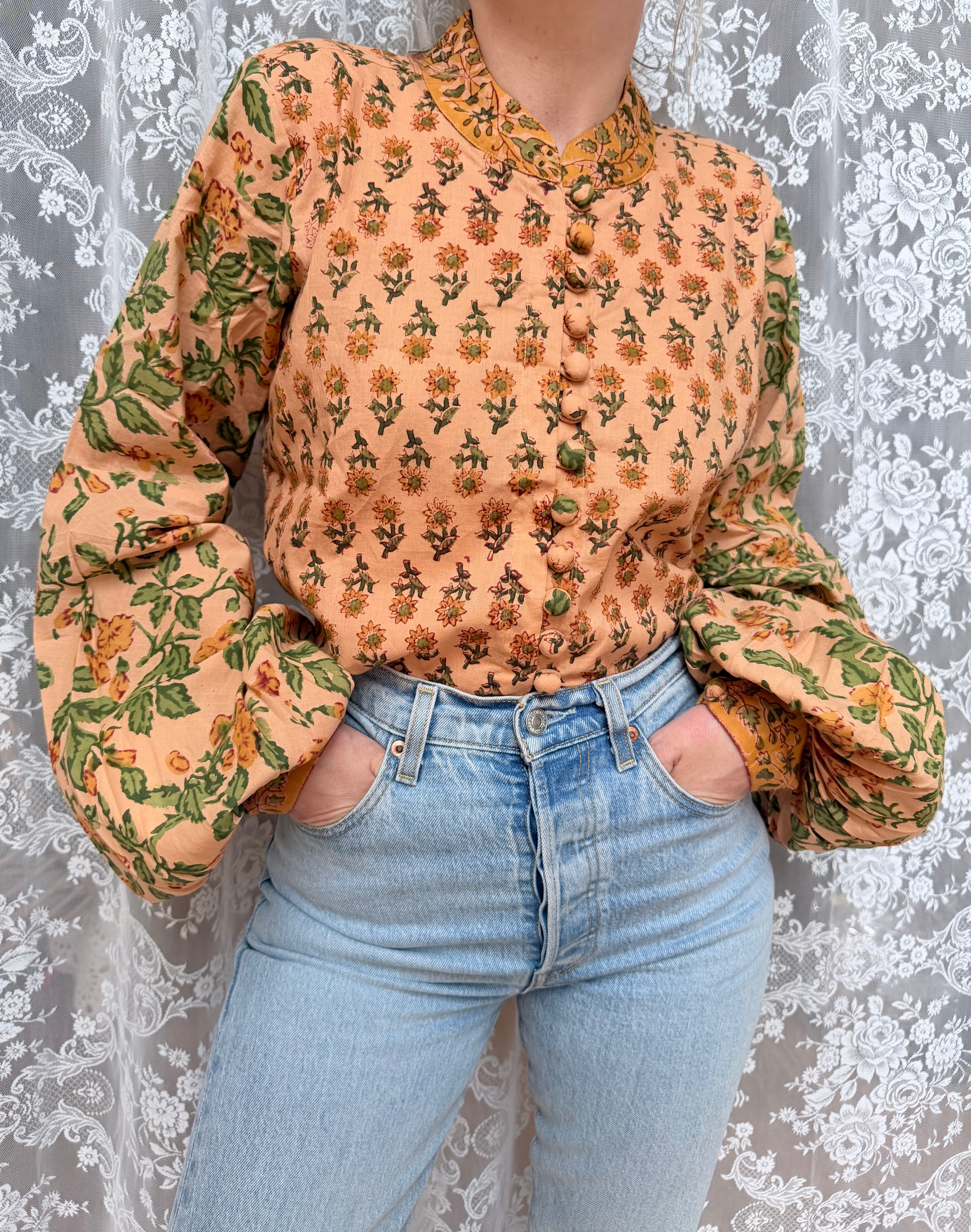 The Sunflower Jasmine Blouse | Traditionally Made and Hand Block Printed