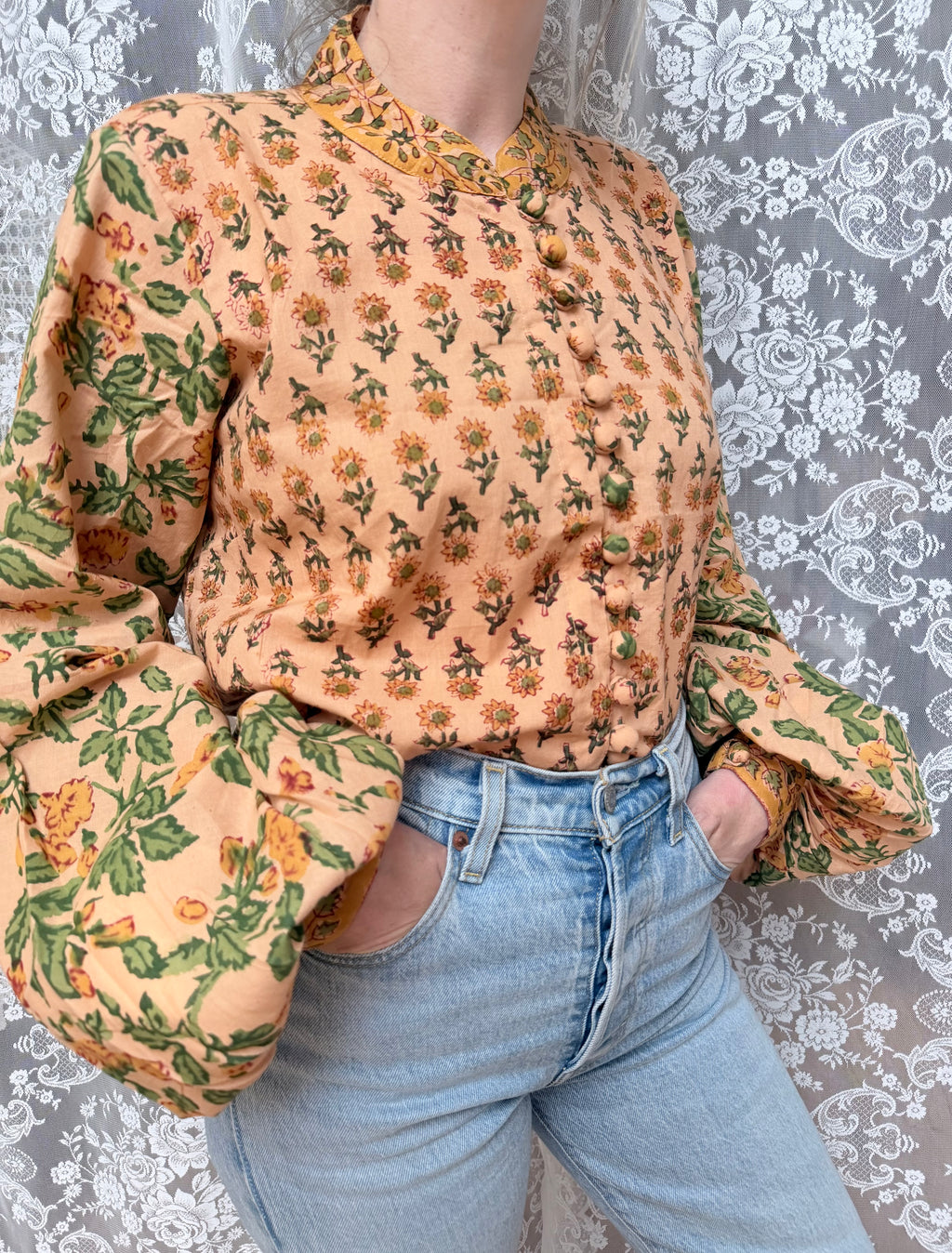 The Sunflower Jasmine Blouse | Traditionally Made and Hand Block Printed
