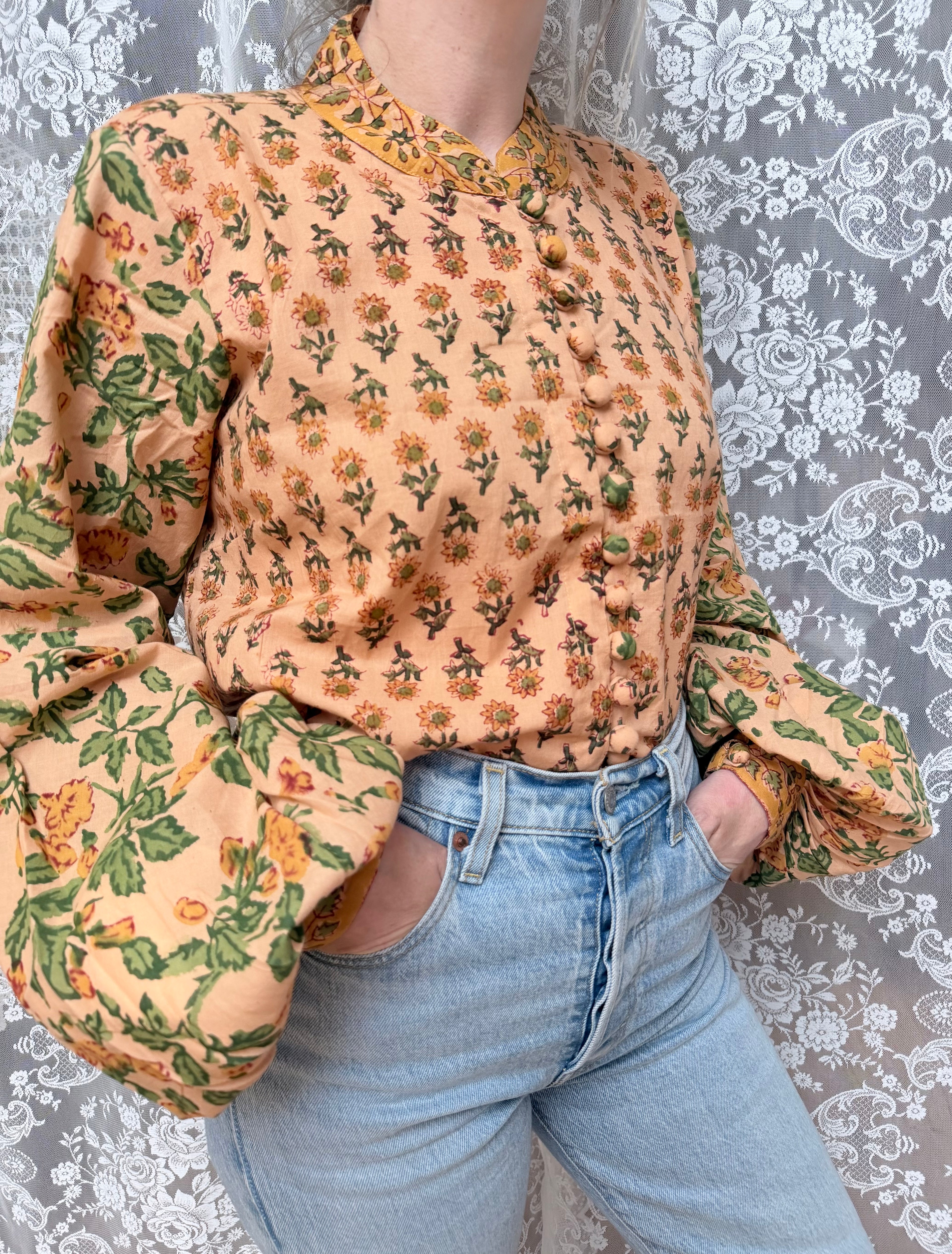 The Sunflower Jasmine Blouse | Traditionally Made and Hand Block Printed