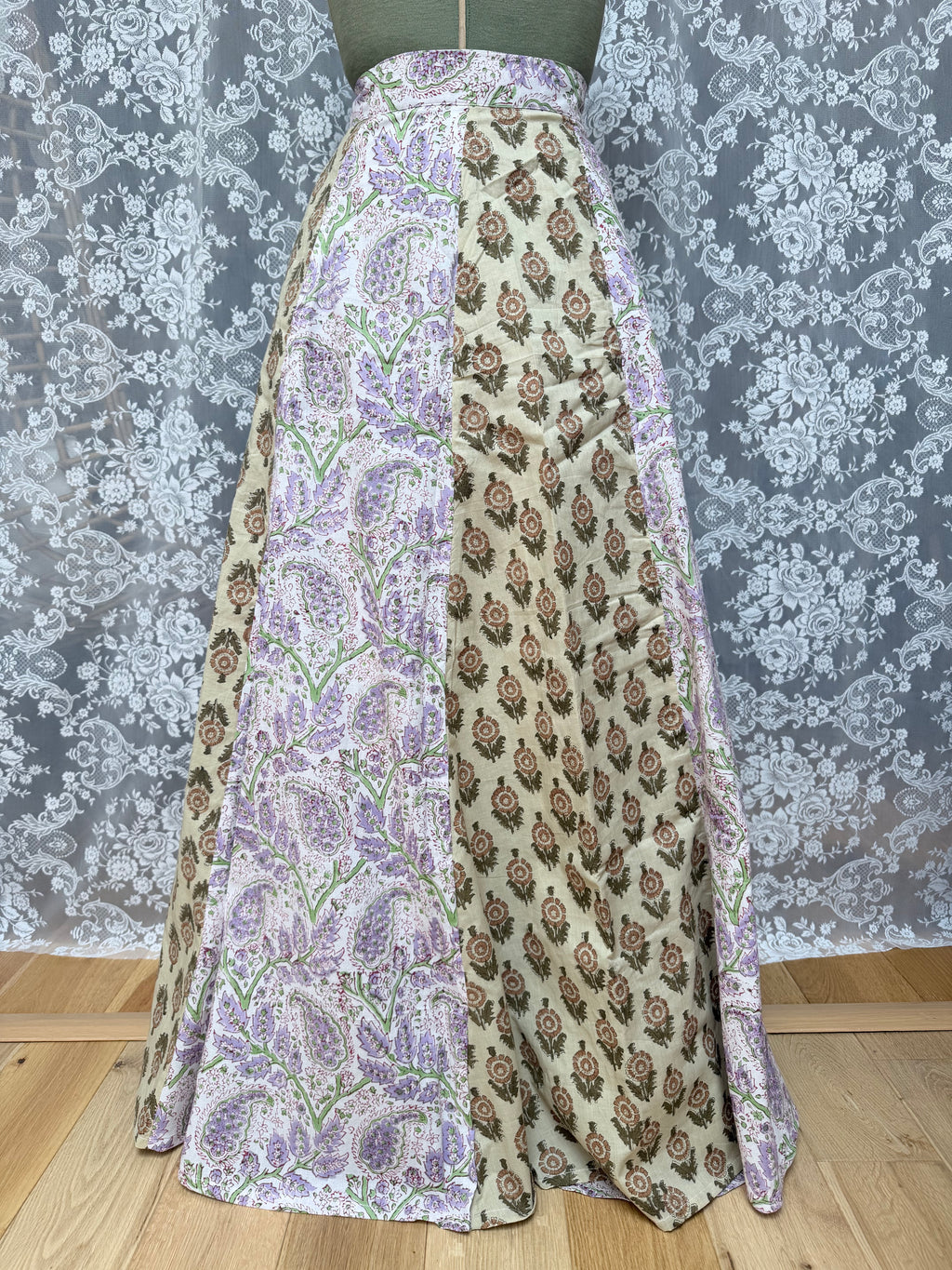 The Goldie Skirt in Wisteria | Handmade Indian Block Print Wrap Skirt