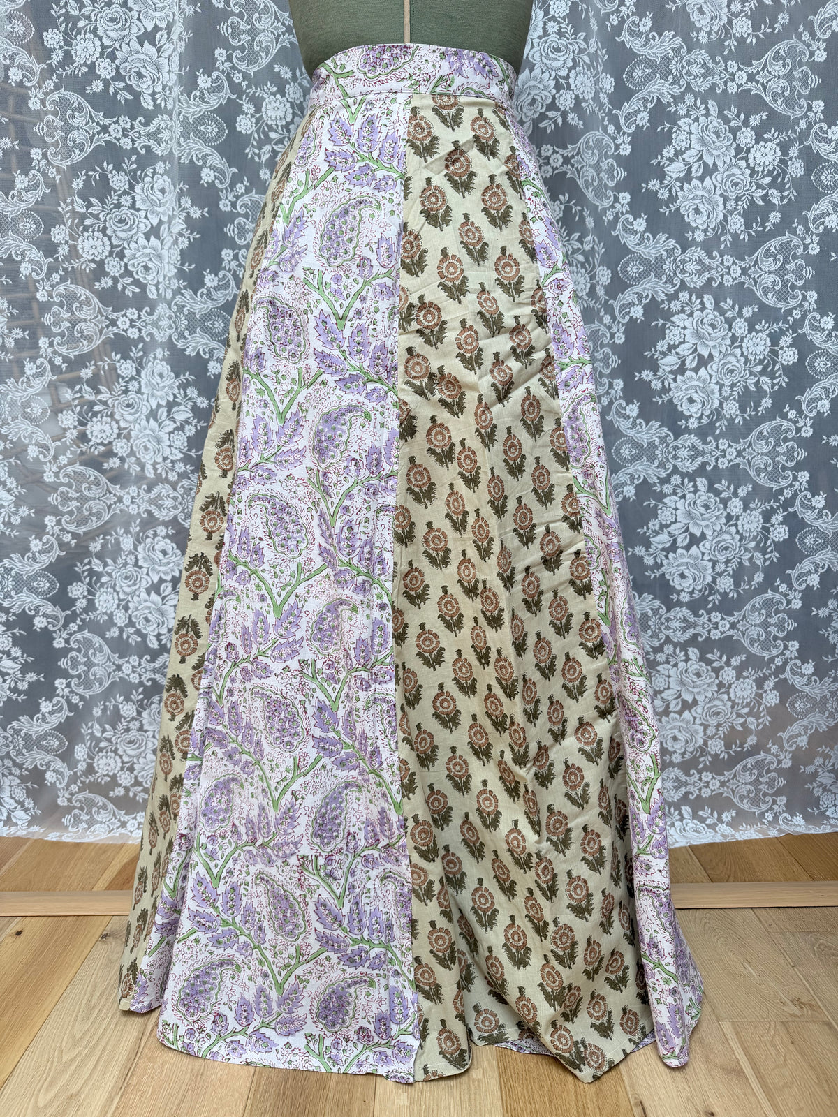 The Goldie Skirt in Wisteria | Handmade Indian Block Print Wrap Skirt
