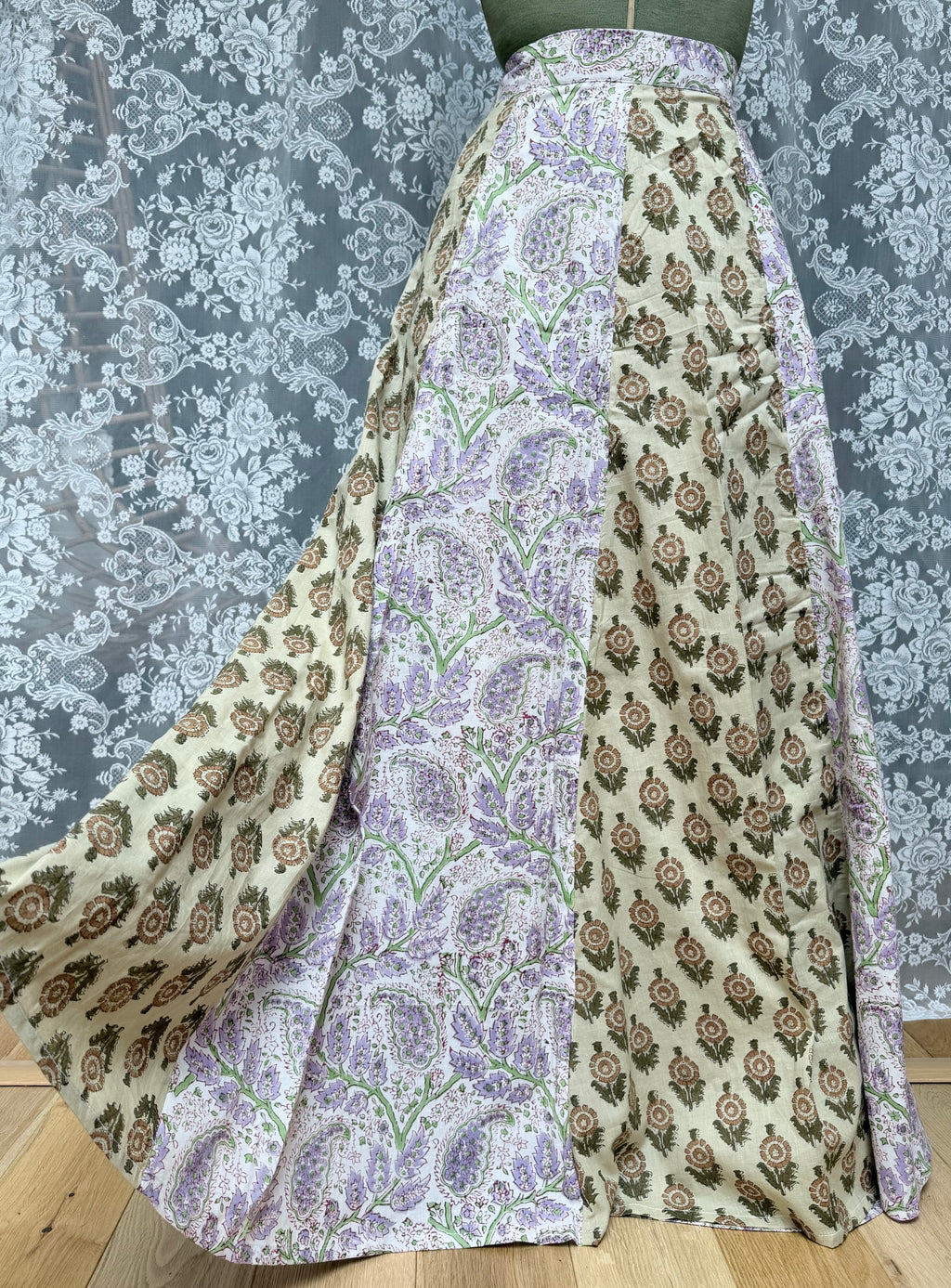 The Goldie Skirt in Wisteria | Handmade Indian Block Print Wrap Skirt