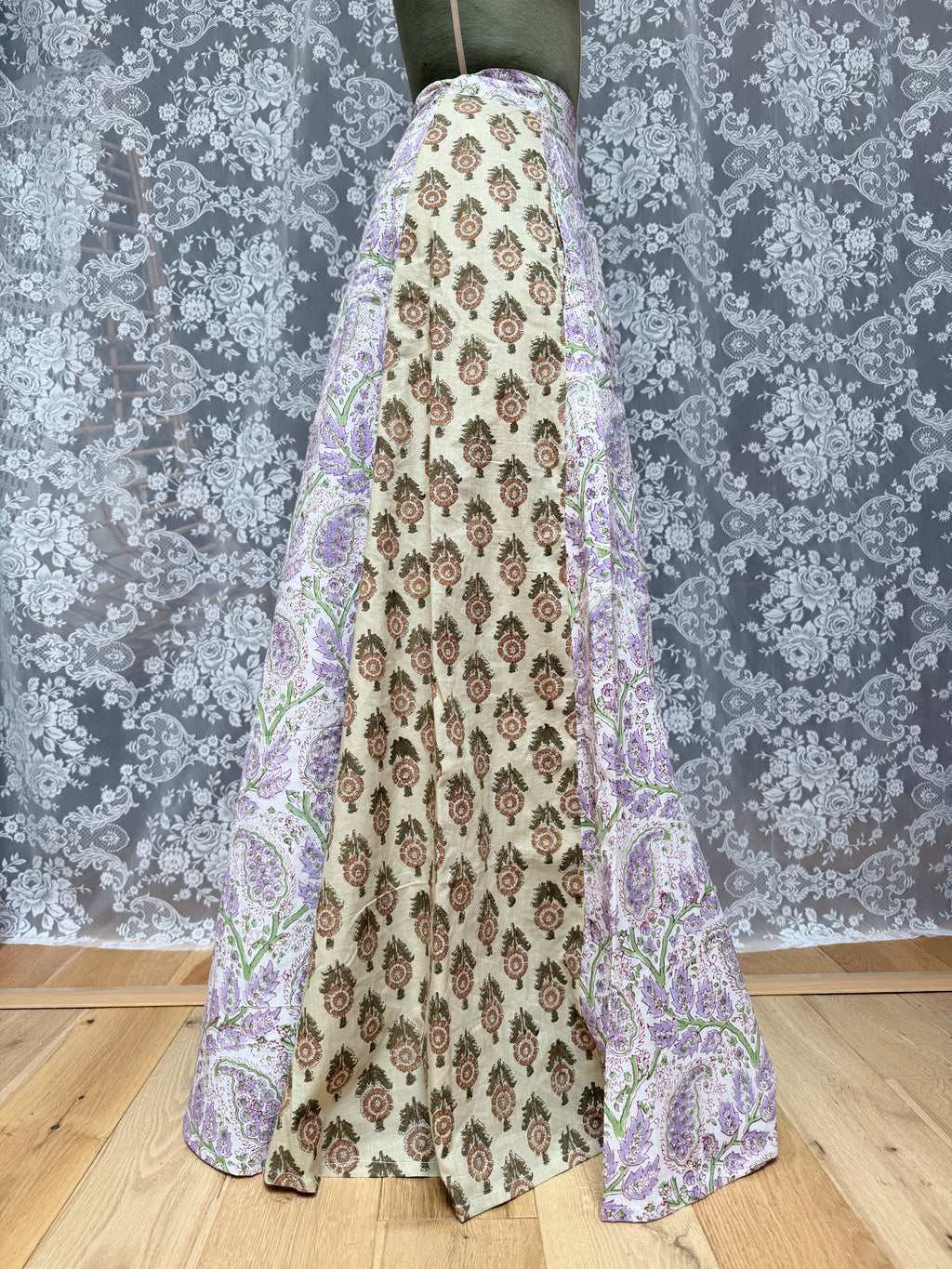 The Goldie Skirt in Wisteria | Handmade Indian Block Print Wrap Skirt