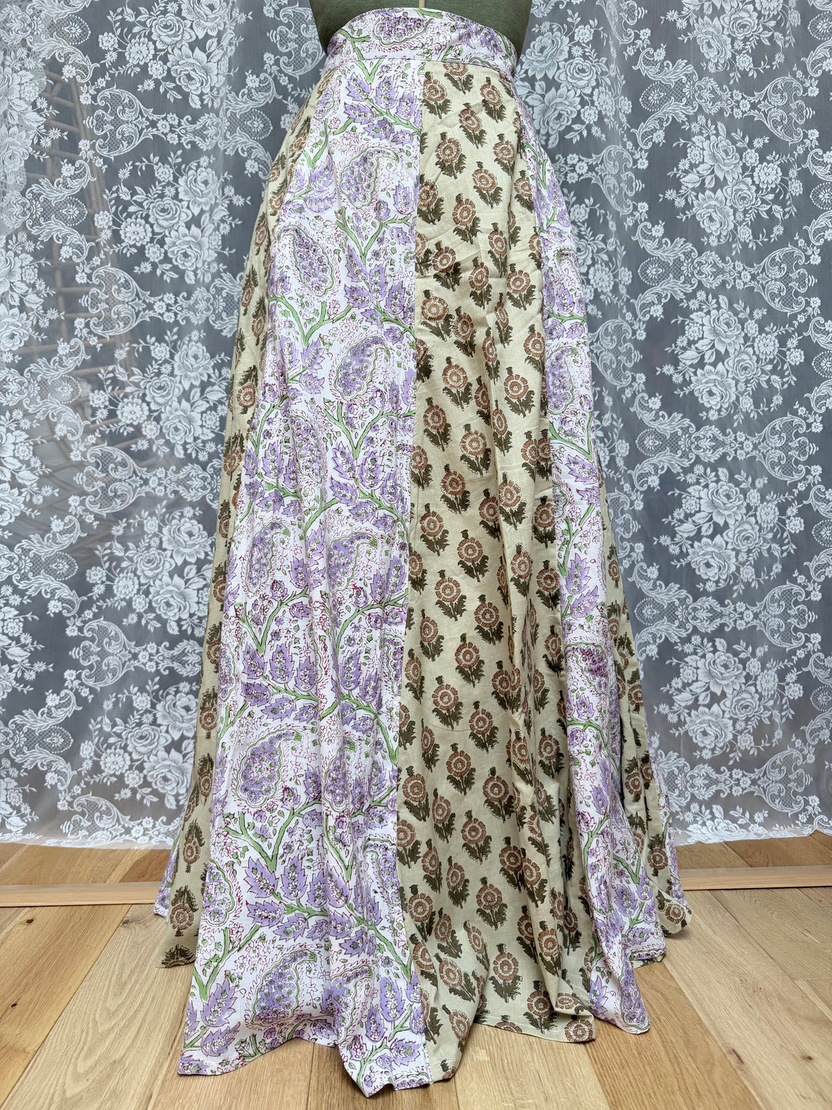 The Goldie Skirt in Wisteria | Handmade Indian Block Print Wrap Skirt