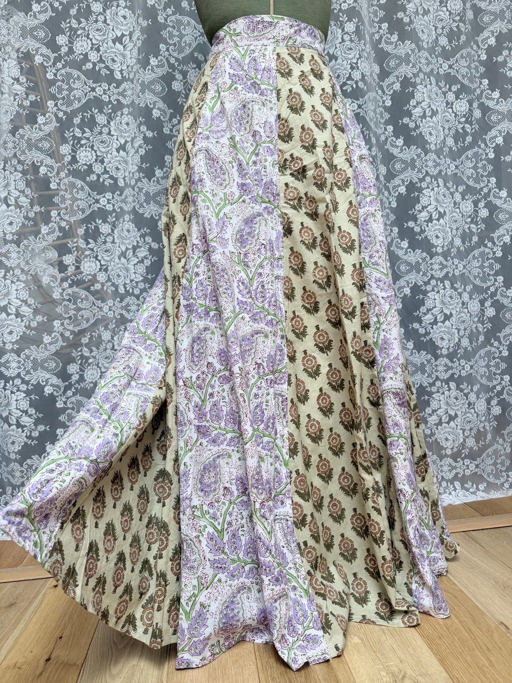 The Goldie Skirt in Wisteria | Handmade Indian Block Print Wrap Skirt