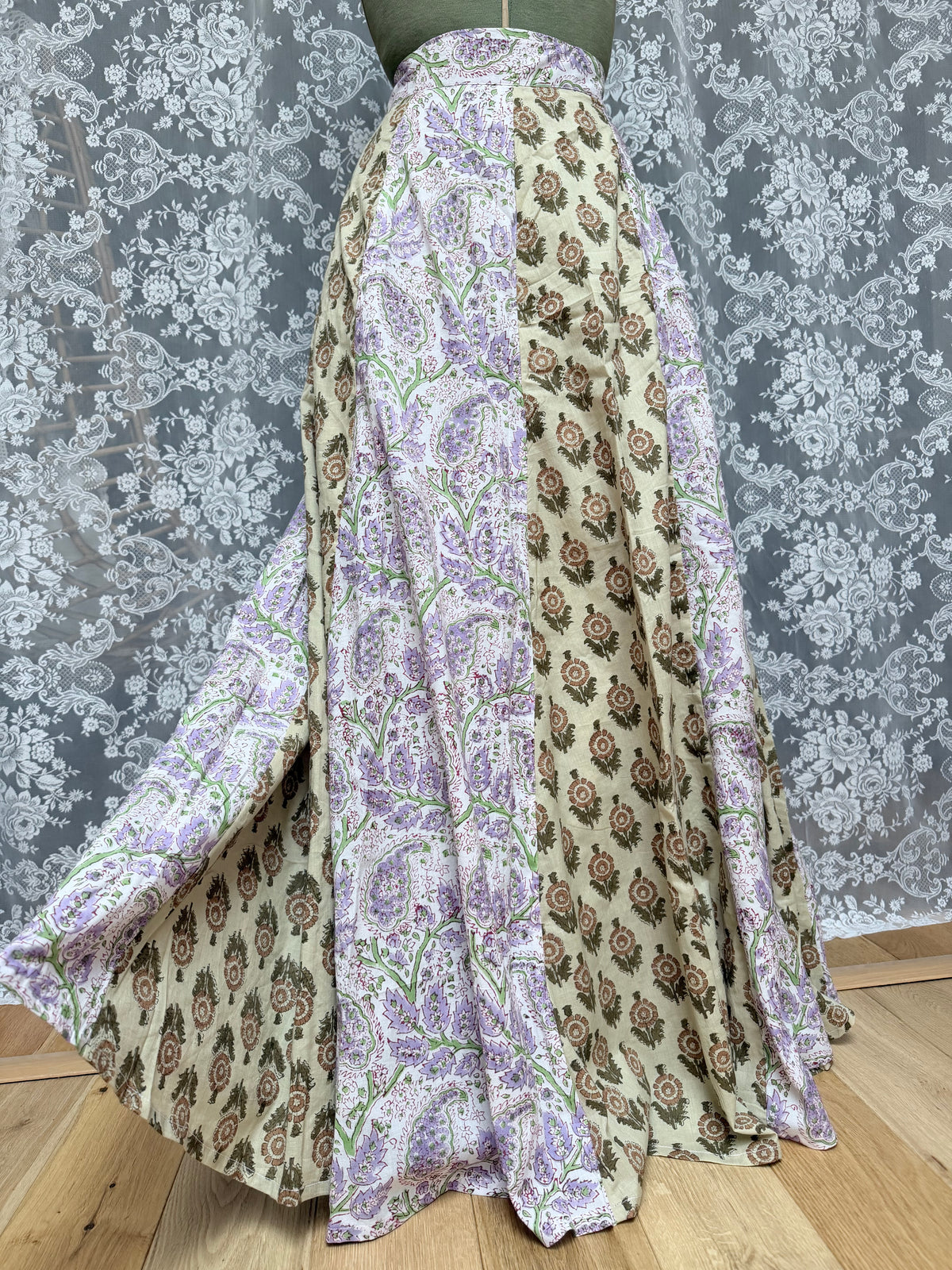 The Goldie Skirt in Wisteria | Handmade Indian Block Print Wrap Skirt
