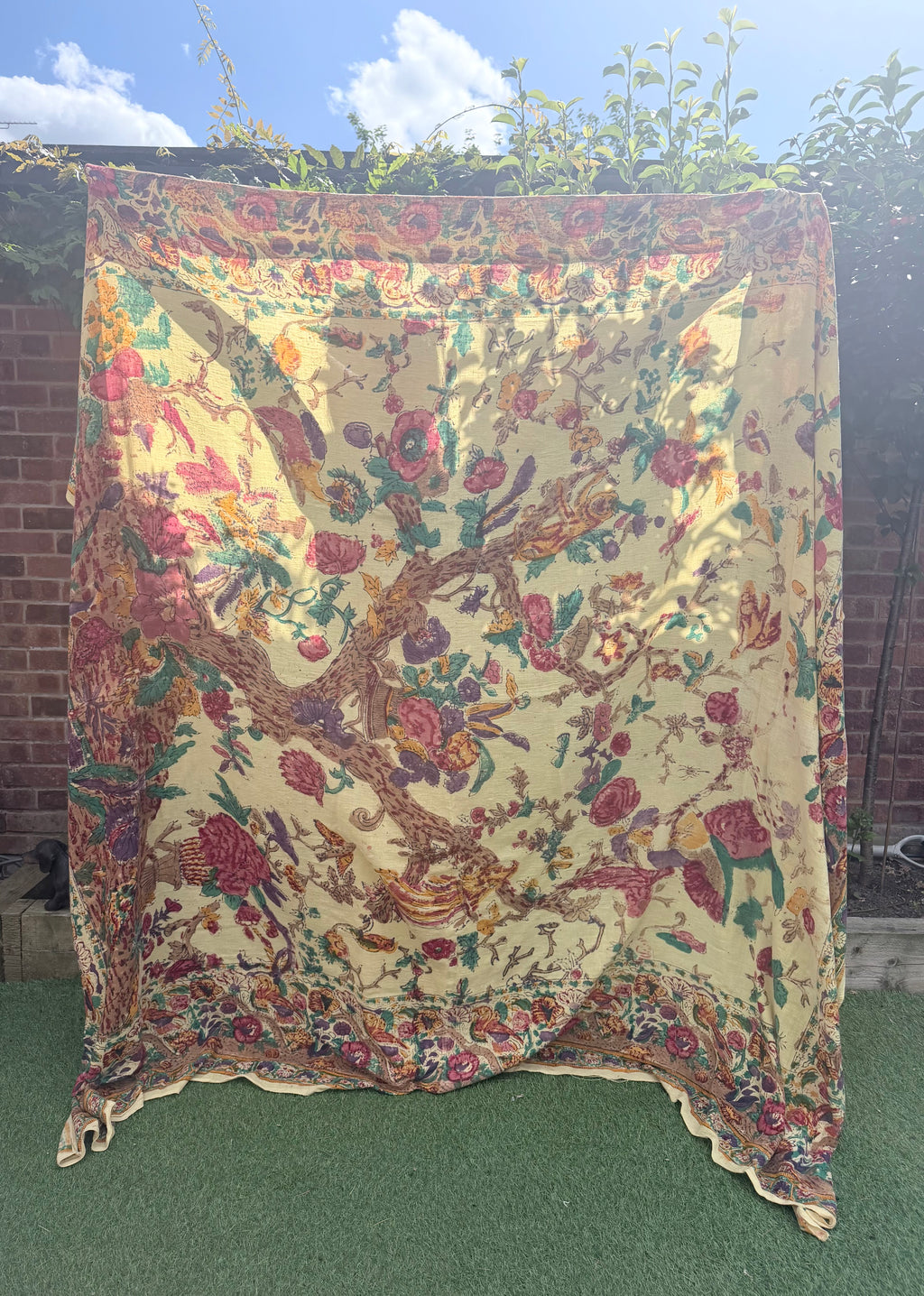 1970s Indian Block Print Cheesecloth Textile throw