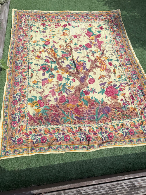 1970s Indian Block Print Cheesecloth Textile throw