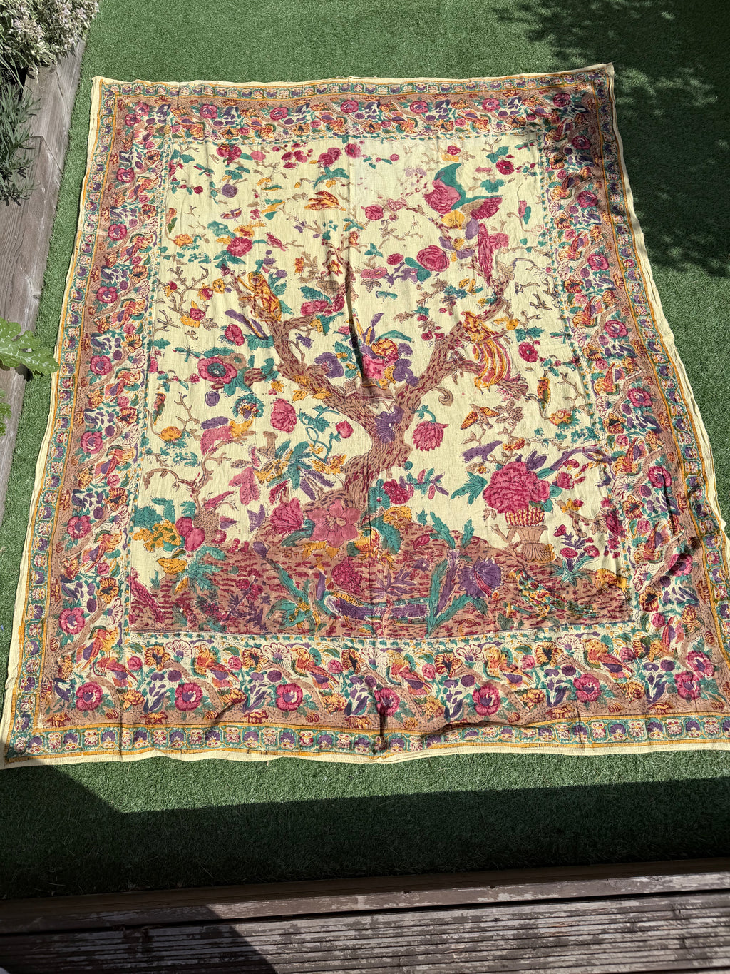 1970s Indian Block Print Cheesecloth Textile throw