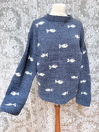 Rare Pachamama Blue Fish 90s Oversized Jumper
