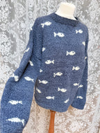 Rare Pachamama Blue Fish 90s Oversized Jumper