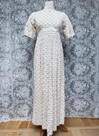 The Golden Girl: Stunning Gold and White Laura Ashley 1970s Vintage Prairie Dress