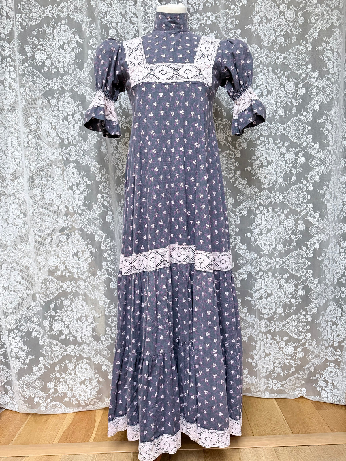 The Lacey: Gorgeous Laura Ashley 1970s Vintage Puff Sleeve Dress