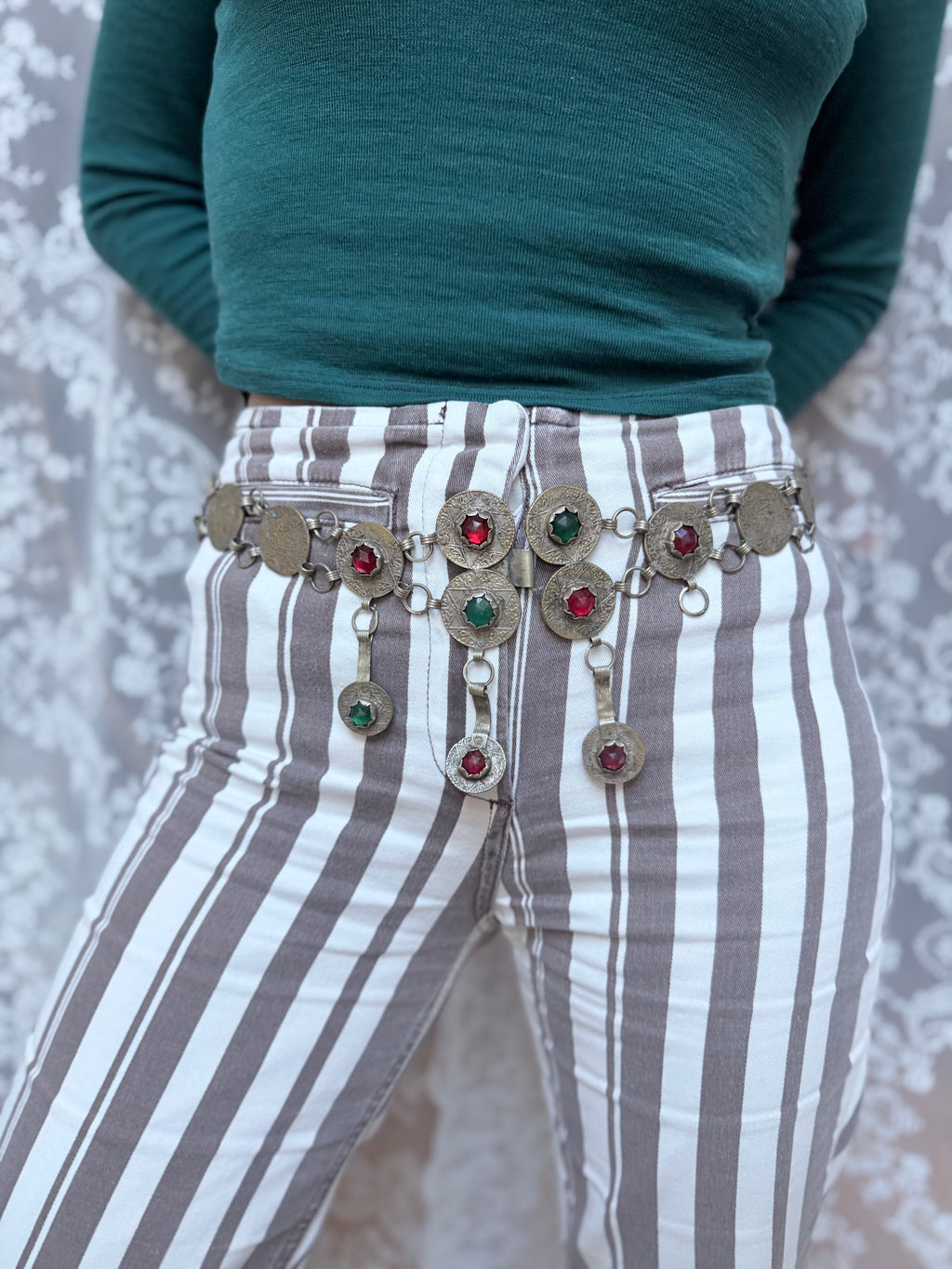 Antique Moroccan Jewelled Metal 1903 Coin Belt | Bohemian Accessory