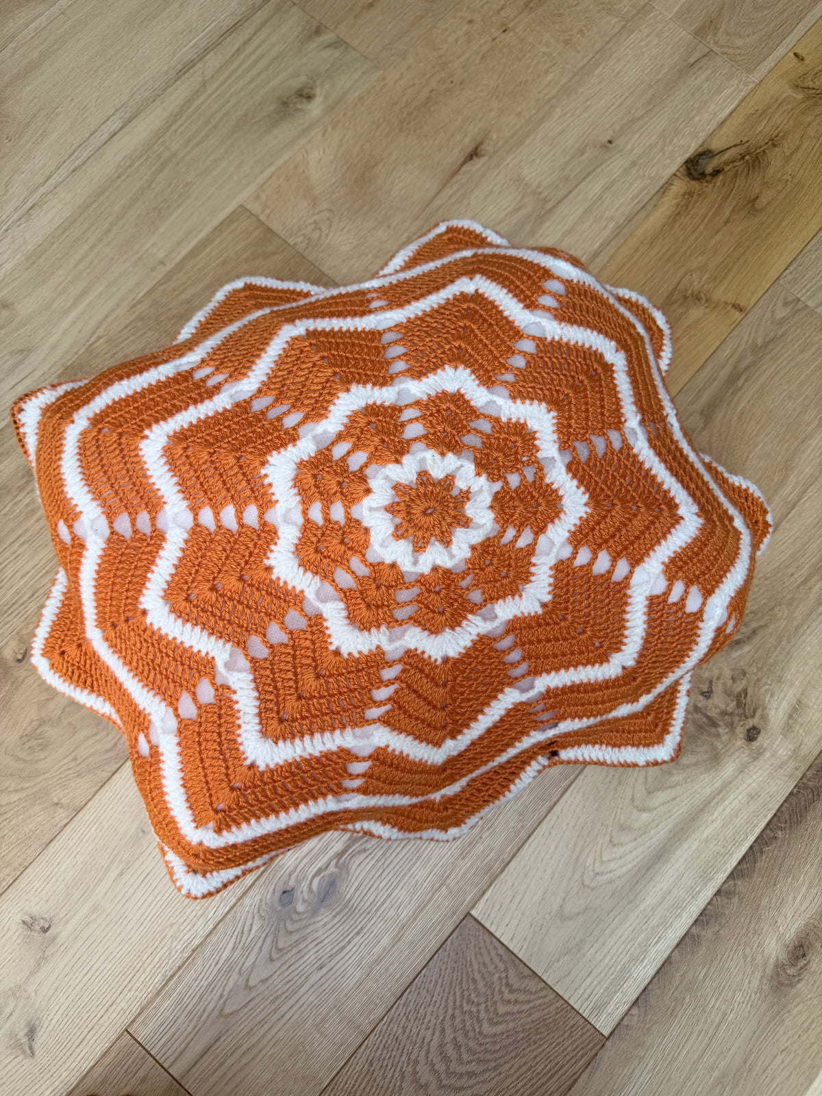 Vintage 1970s Style Crochet Boho Reversible Cushion