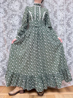 Vintage 1960s/70s Laura Ashley Green Edwardian Prairie Dress