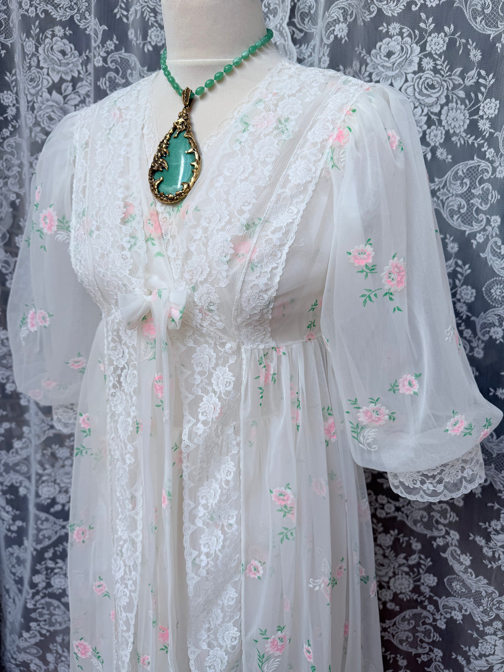 Rare Vintage 1950s/1960s Raywarp English Rose Baby Doll Maxi Set