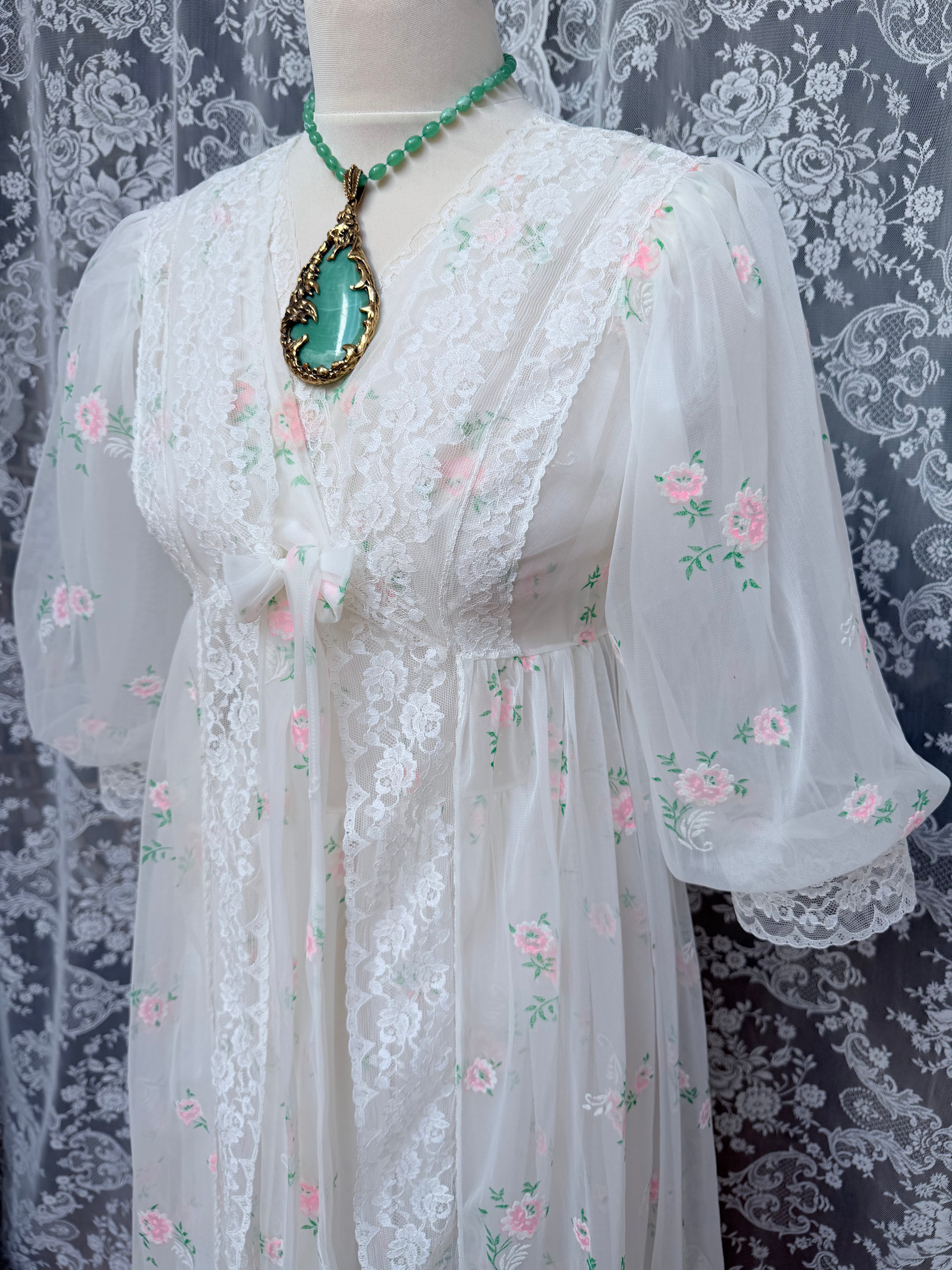 Rare Vintage 1950s/1960s Raywarp English Rose Baby Doll Maxi Set