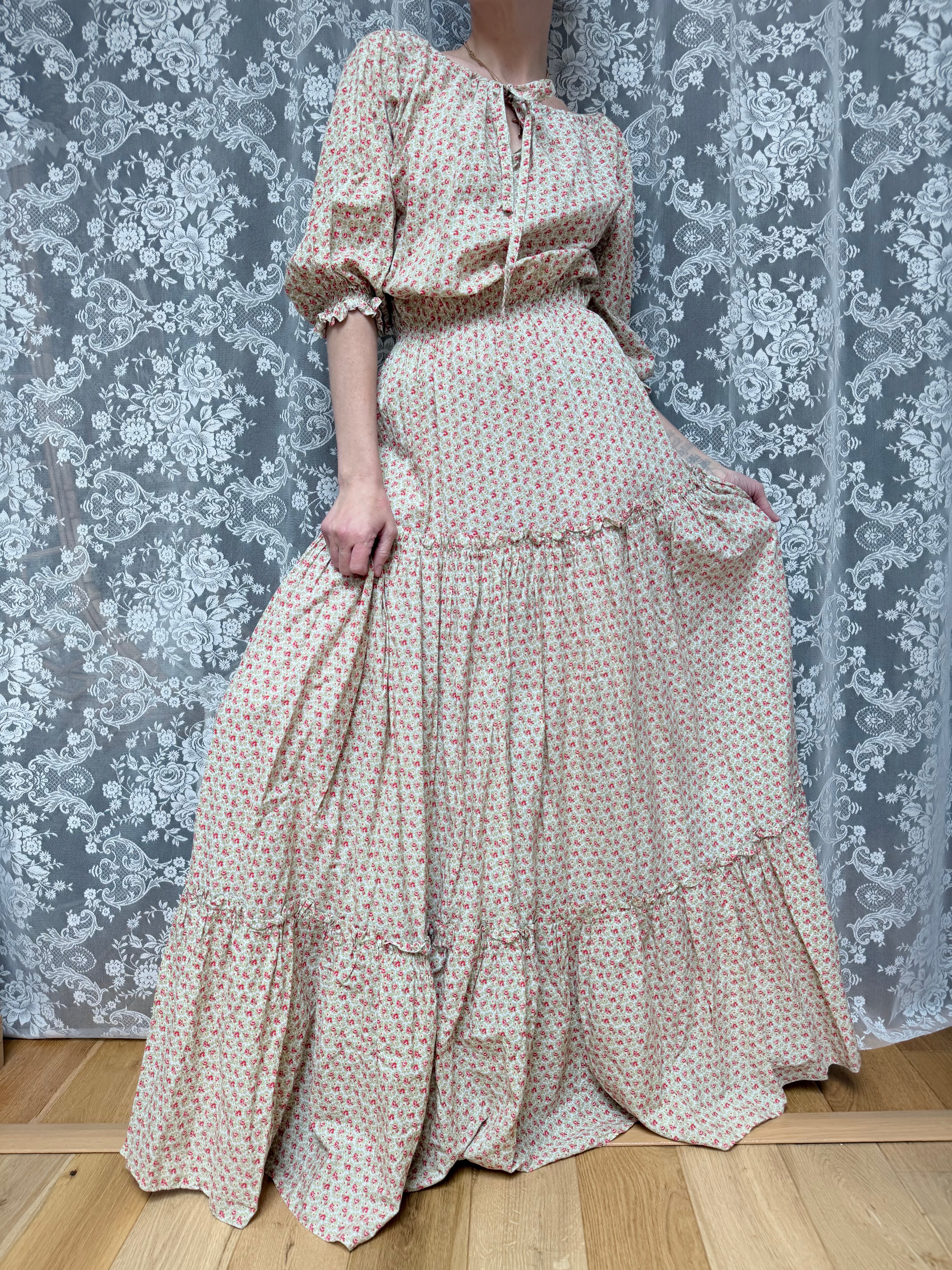 Vintage 1970s Laura Ashley Boho Peasant Prairie Dress