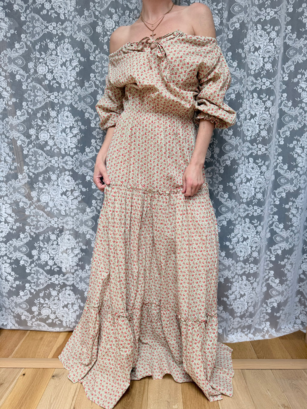 Vintage 1970s Laura Ashley Boho Peasant Prairie Dress