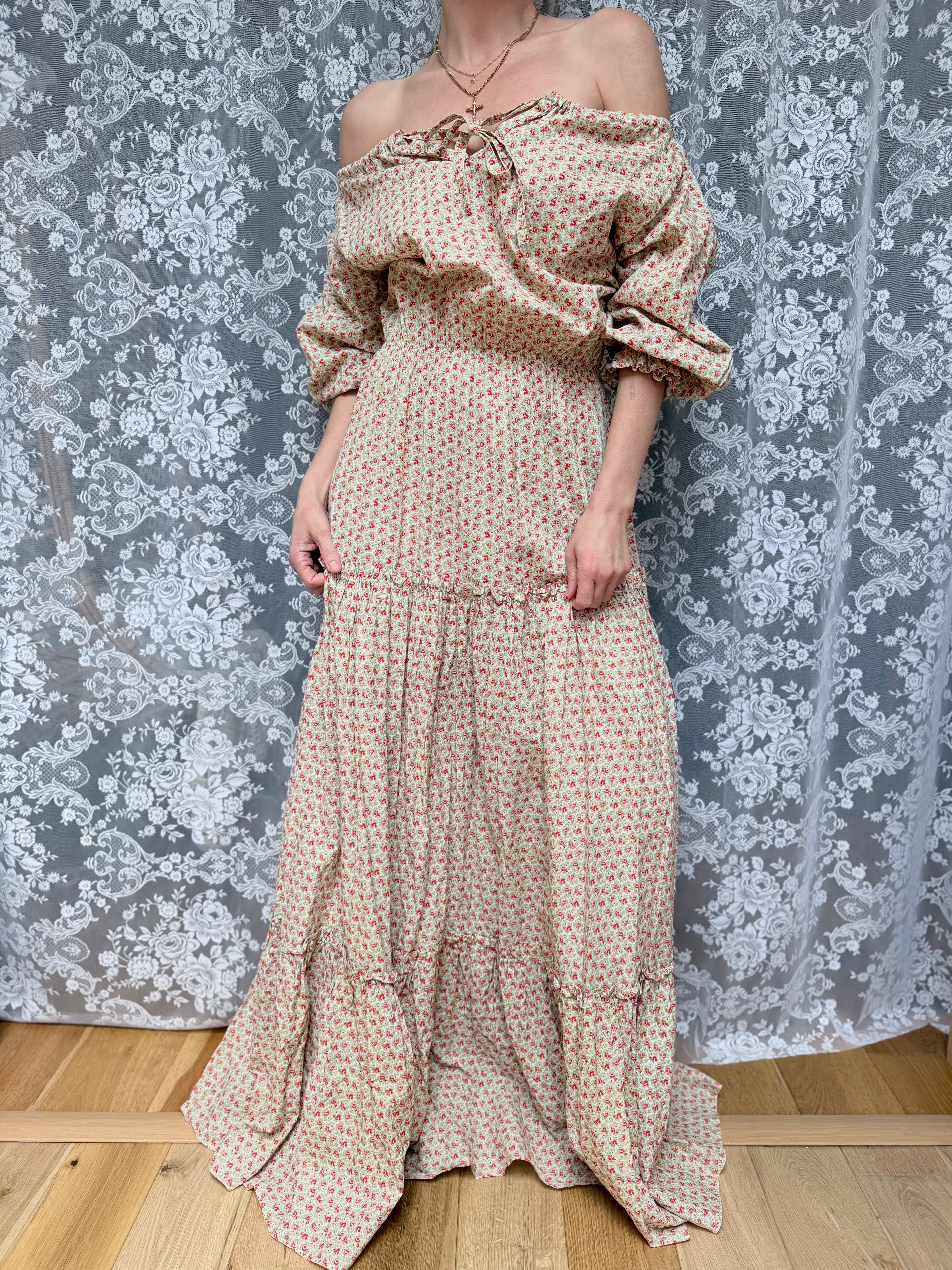Vintage 1970s Laura Ashley Boho Peasant Prairie Dress