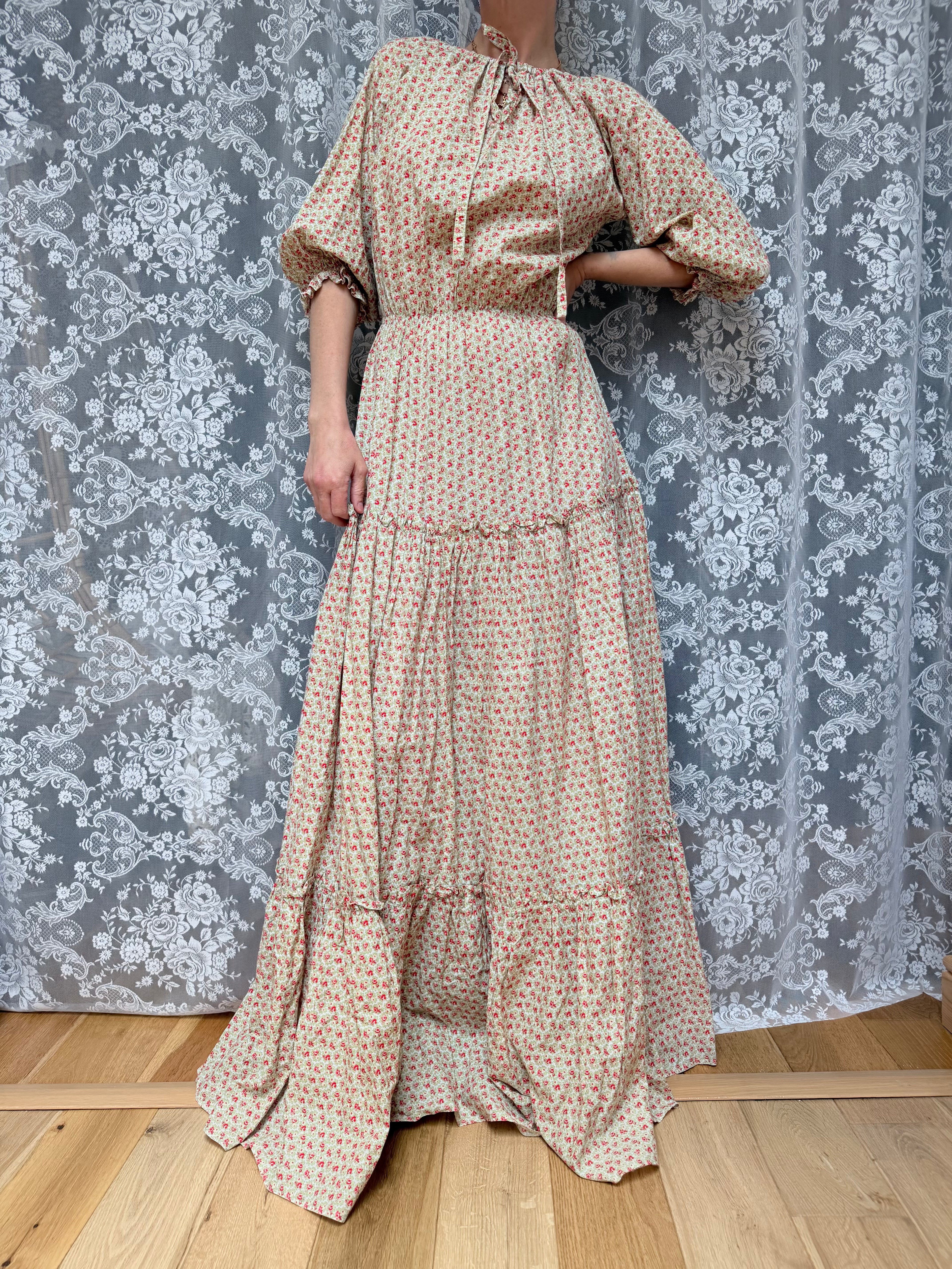 Vintage 1970s Laura Ashley Boho Peasant Prairie Dress