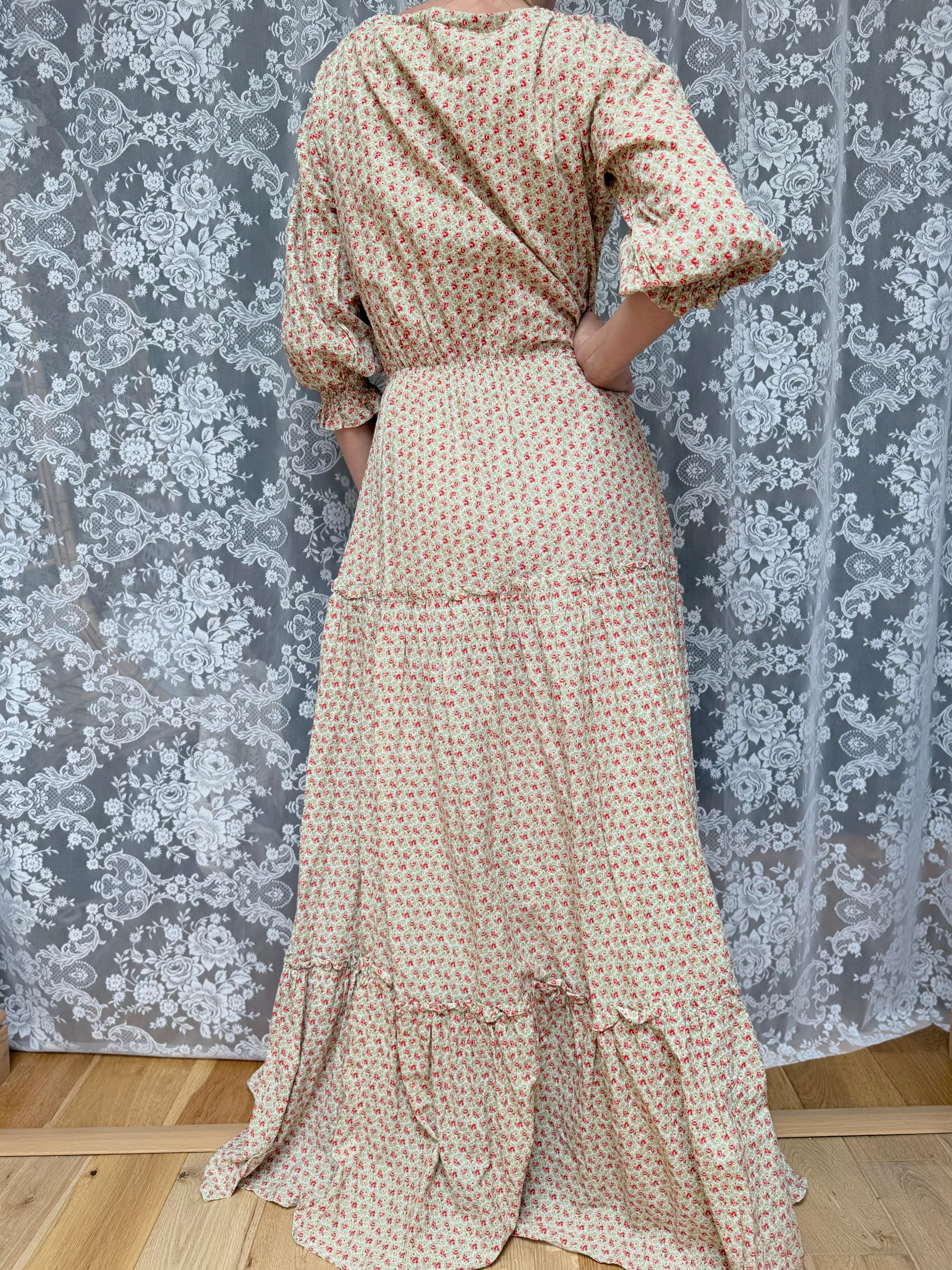 Vintage 1970s Laura Ashley Boho Peasant Prairie Dress